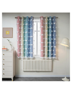 Cortinas Opacas de Pom Pom MYSKY HOME 52x63 cm Arcoíris 2 Paneles