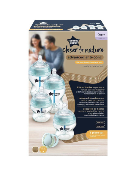 Juego de Inicio Bebés Tommee Tippee Anti-Cólico 4 Botellas 266ml 148ml Juego de Inicio Bebés Tommee Tippee Anti-Cólico 4 Botellas 266ml 148ml
