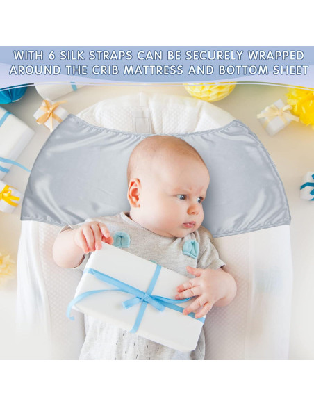 Sábanas de Cuna de Satén Hosuly 2 Pcs Gris y Blanco 74x30.5cm