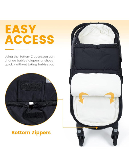 Saco de pies Orzbow negro para cochecito 90x48 cm Saco de pies Orzbow negro para cochecito 90x48 cm