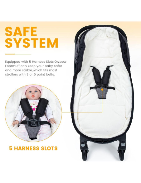 Saco de pies Orzbow negro para cochecito 90x48 cm Saco de pies Orzbow negro para cochecito 90x48 cm
