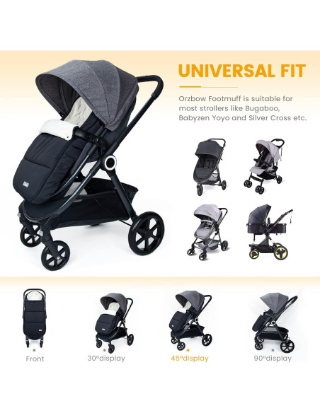 Saco de pies Orzbow negro para cochecito 90x48 cm Saco de pies Orzbow negro para cochecito 90x48 cm