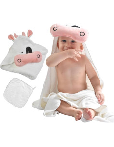 Toalla con Capucha POCASOPA Vaca 89x89 cm Hipoalergénica 2