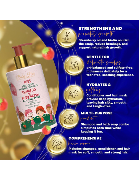 Champú y Gel de Baño Baby Hair 295 ml - Sin Sulfatos, Fresa