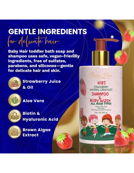 Champú y Gel de Baño Baby Hair 295 ml - Sin Sulfatos, Fresa