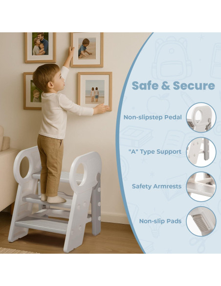 Taburete Ajustable Esemoil para Niños 3 Pasos Antideslizante