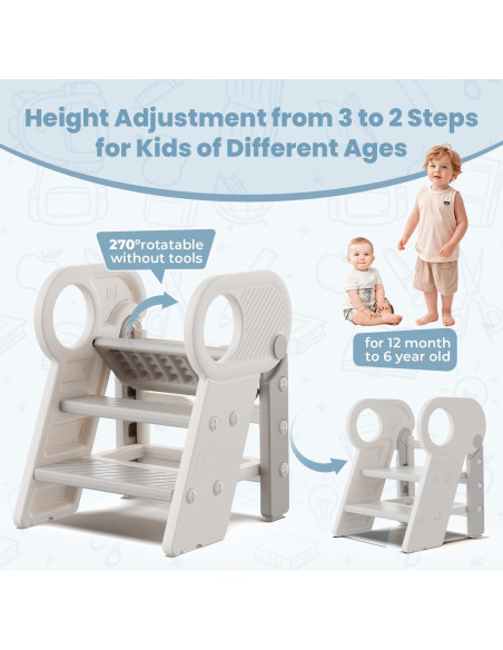 Taburete Ajustable Esemoil para Niños 3 Pasos Antideslizante