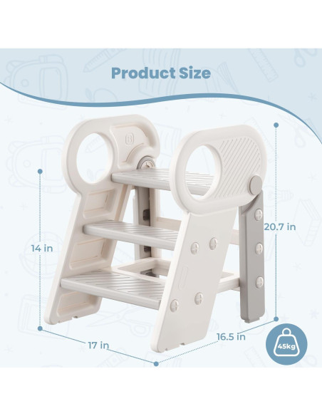 Taburete Ajustable Esemoil para Niños 3 Pasos Antideslizante