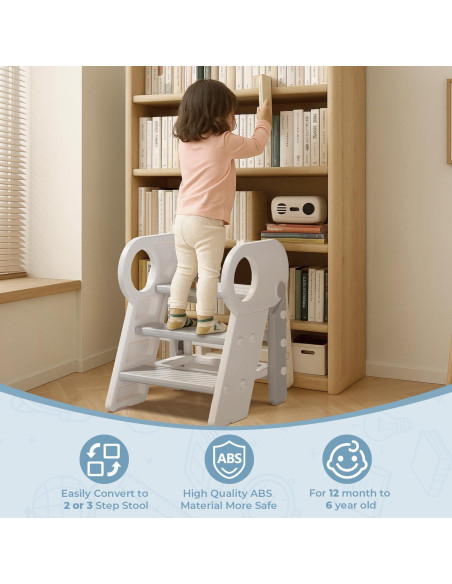 Taburete Ajustable Esemoil para Niños 3 Pasos Antideslizante