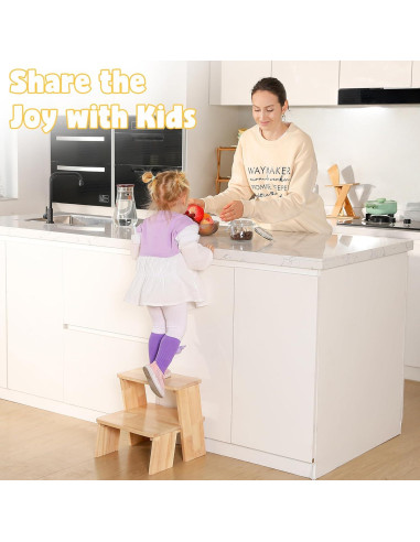 Escalera de Madera para Niños Termanic 2 Escalones Antideslizante