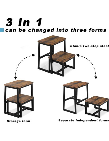 Escalera 3 en 1 iTsst de Madera 2 Peldaños 227kg Marrón