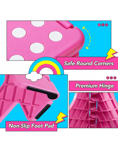 Taburete Plegable Delxo Rosa 22.86 cm Antideslizante 136 kg