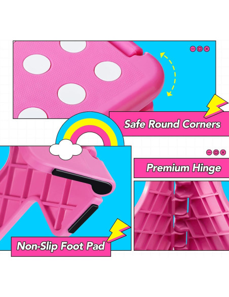 Taburete Plegable Delxo Rosa 22.86 cm Antideslizante 136 kg