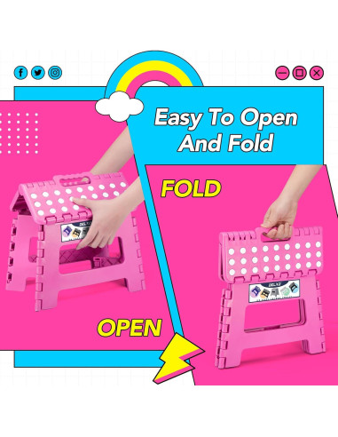 Taburete Plegable Delxo Rosa 22.86 cm Antideslizante 136 kg