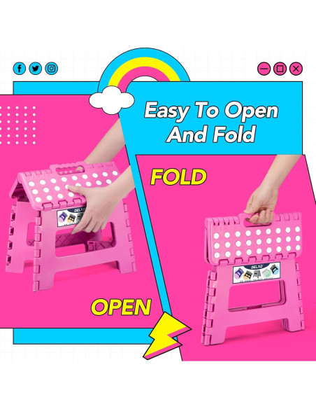 Taburete Plegable Delxo Rosa 22.86 cm Antideslizante 136 kg