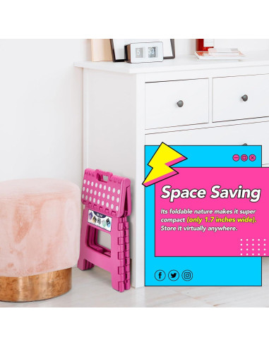 Taburete Plegable Delxo Rosa 22.86 cm Antideslizante 136 kg