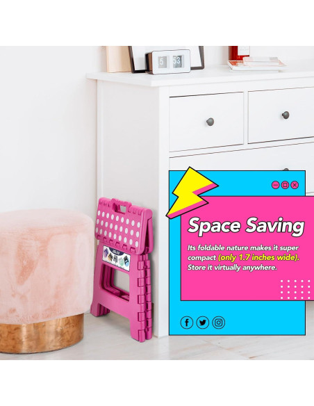 Taburete Plegable Delxo Rosa 22.86 cm Antideslizante 136 kg