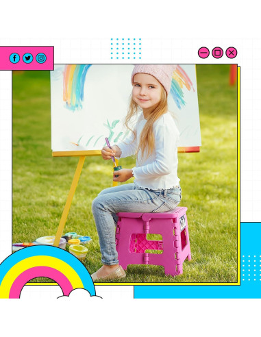 Taburete Plegable Delxo Rosa 22.86 cm Antideslizante 136 kg