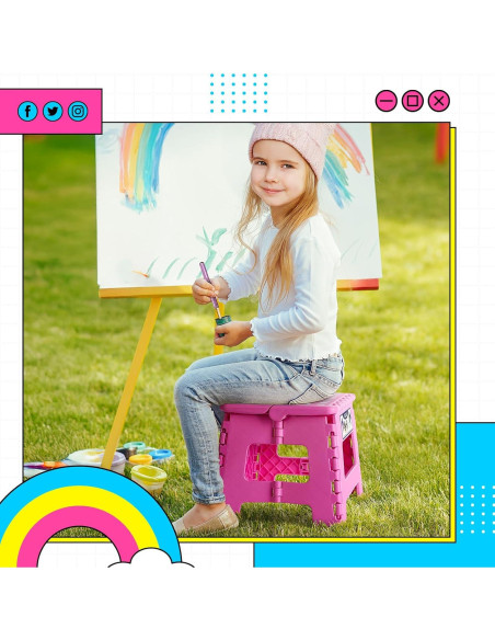 Taburete Plegable Delxo Rosa 22.86 cm Antideslizante 136 kg