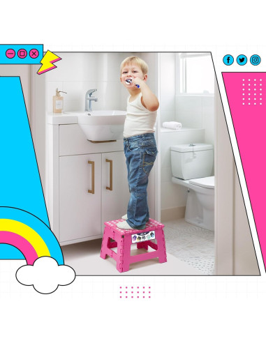 Taburete Plegable Delxo Rosa 22.86 cm Antideslizante 136 kg