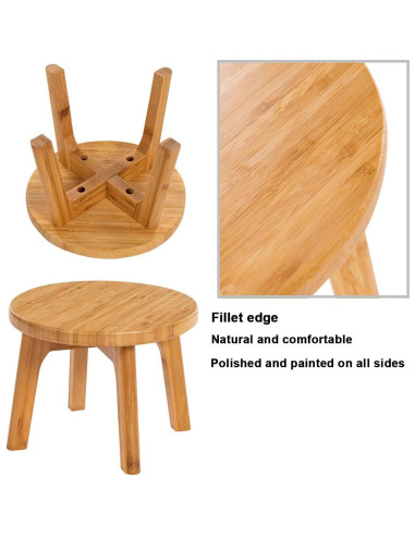 Taburete de Bambú GOBAM 18.5 cm - Resistente hasta 136 kg