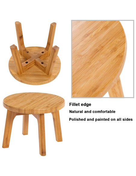 Taburete de Bambú GOBAM 18.5 cm - Resistente hasta 136 kg