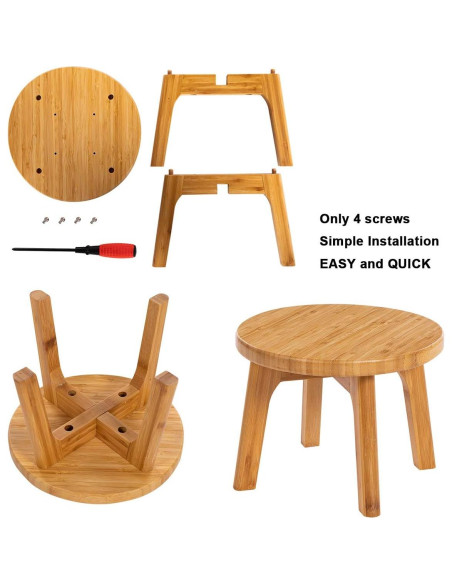 Taburete de Bambú GOBAM 18.5 cm - Resistente hasta 136 kg
