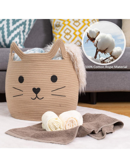 Cesta de Almacenamiento Grande VK VK-LIVING Gato Yute 15L Cesta de Almacenamiento Grande VK VK-LIVING Gato Yute 15L