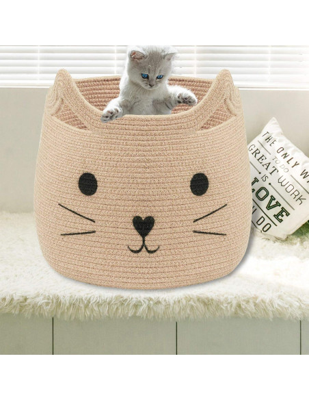 Cesta de Almacenamiento Grande VK VK-LIVING Gato Yute 15L Cesta de Almacenamiento Grande VK VK-LIVING Gato Yute 15L
