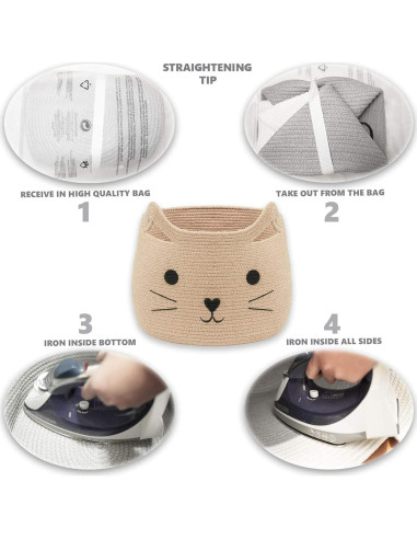 Cesta de Almacenamiento Grande VK VK-LIVING Gato Yute 15L