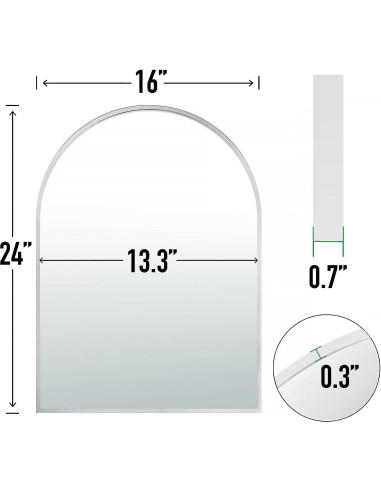 Espejo Arco Moderno SCWF-GZ 61x41 cm Plata Montado en Pared