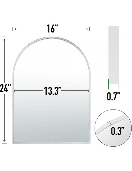 Espejo Arco Moderno SCWF-GZ 61x41 cm Plata Montado en Pared