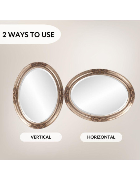 Espejo Ovalado Howard Elliott Queen Ann Plata Antigua 83.8x63.5cm