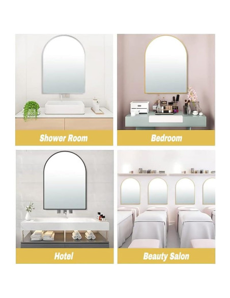Espejo Arco Moderno SCWF-GZ 61x41 cm Plata Montado en Pared