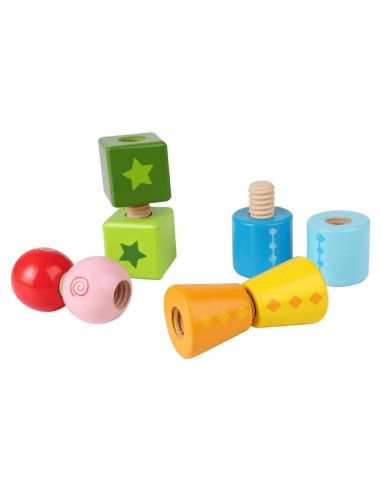 Juego de Bloques de Madera Hape Giros y Tornillos 18cm