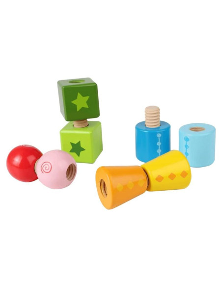 Juego de Bloques de Madera Hape Giros y Tornillos 18cm