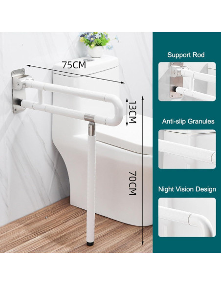 Barra de Agarre Plegable INNOLIFE 75 cm Antideslizante Blanca