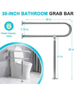 Barra de Agarre para Baño Zelen 76.2 cm Acero Inoxidable 2