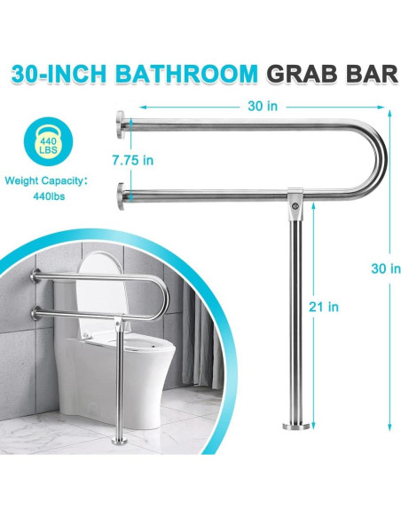 Barra de Agarre para Baño Zelen 76.2 cm Acero Inoxidable