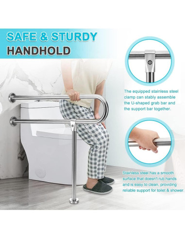 Barra de Agarre para Baño Zelen 76.2 cm Acero Inoxidable