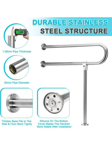 Barra de Agarre para Baño Zelen 76.2 cm Acero Inoxidable