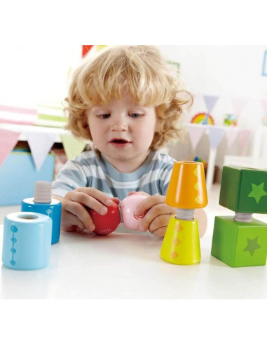 Juego de Bloques de Madera Hape Giros y Tornillos 18cm