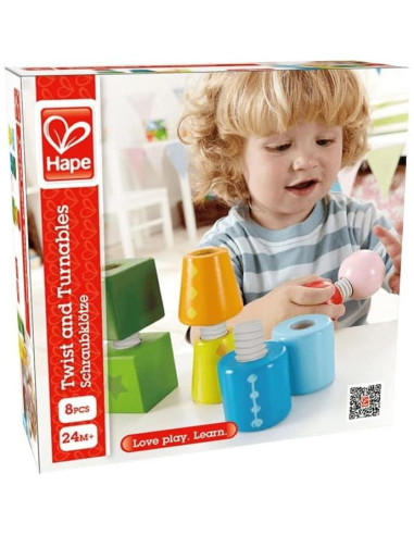 Juego de Bloques de Madera Hape Giros y Tornillos 18cm