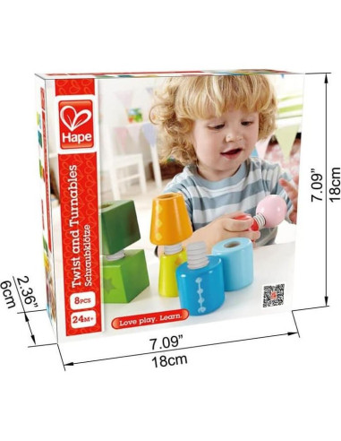 Juego de Bloques de Madera Hape Giros y Tornillos 18cm