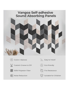 Paquete de 18 Paneles Acústicos Autoadhesivos Vangoa 35.6x30.5cm 2