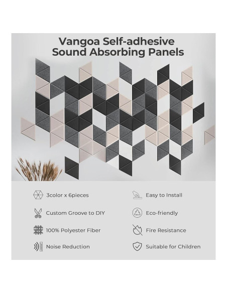 Paquete de 18 Paneles Acústicos Autoadhesivos Vangoa 35.6x30.5cm