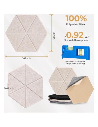 Paquete de 18 Paneles Acústicos Autoadhesivos Vangoa 35.6x30.5cm
