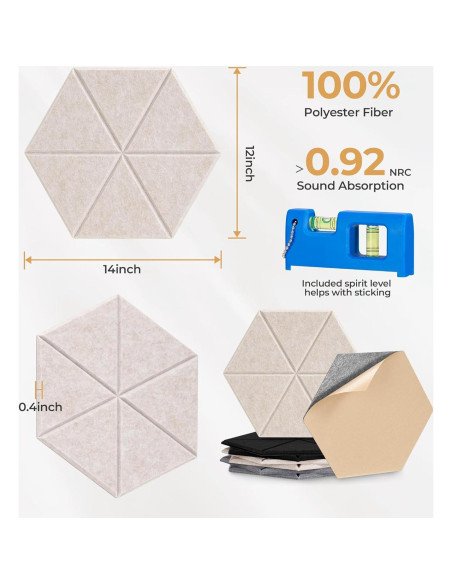 Paquete de 18 Paneles Acústicos Autoadhesivos Vangoa 35.6x30.5cm