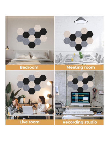 Paquete de 18 Paneles Acústicos Autoadhesivos Vangoa 35.6x30.5cm