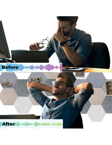 Paneles Acústicos HONORIA 12 Piezas Hexagonales 30.48x25.4 cm Blanco